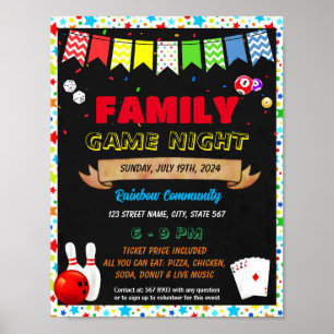 Poster Modelo de evento da Noite do Jogo da Família
