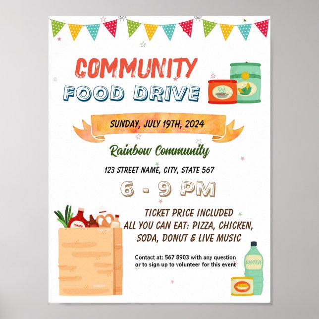 Poster modelo de evento da unidade comida (Frente)
