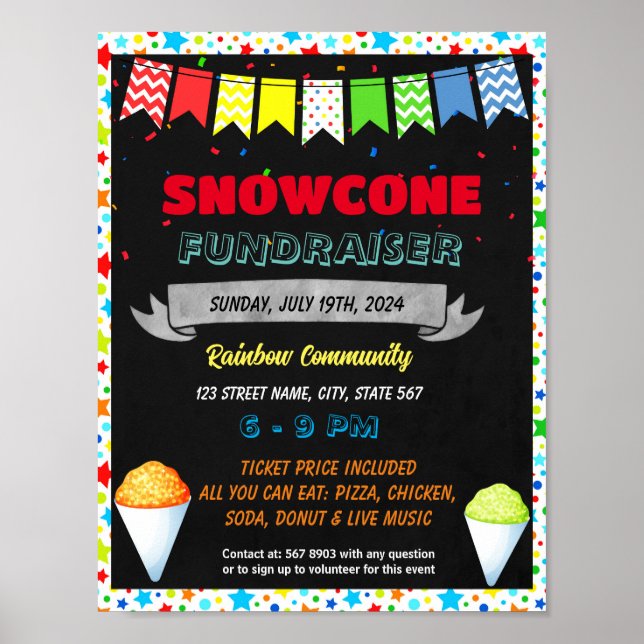 Poster Modelo de Evento de cone de Neve (Frente)