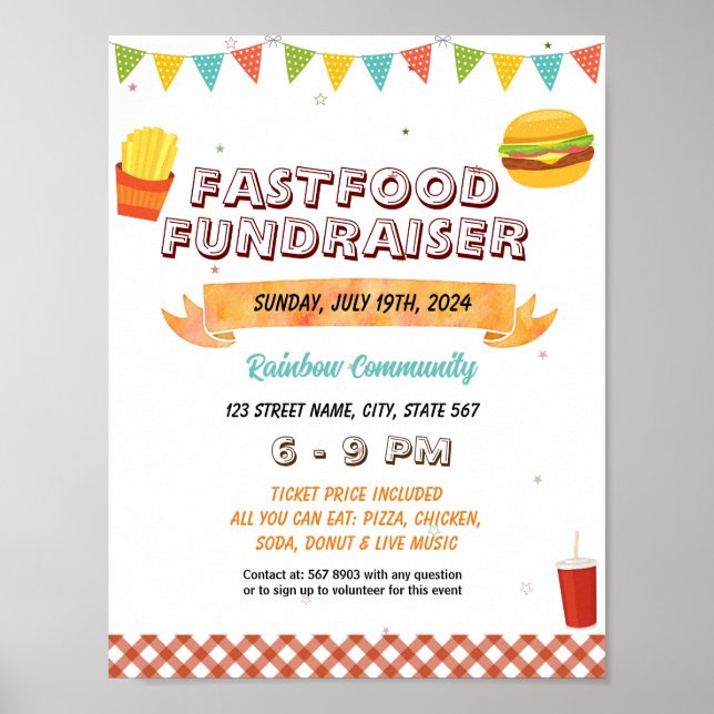 Poster Modelo de evento de funderizador de Hamburger (Frente)