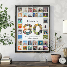 Poster Modelo de Foto de Aniversário de 80 anos