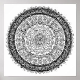 Poster Modelo de Mandala Fractal de Ferrugem de Beleza Tó