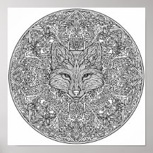 Modelo de Mandala Simétrica de Natal da Raposa