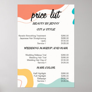 Poster Modelo de menu de serviço vibrante e mínimo