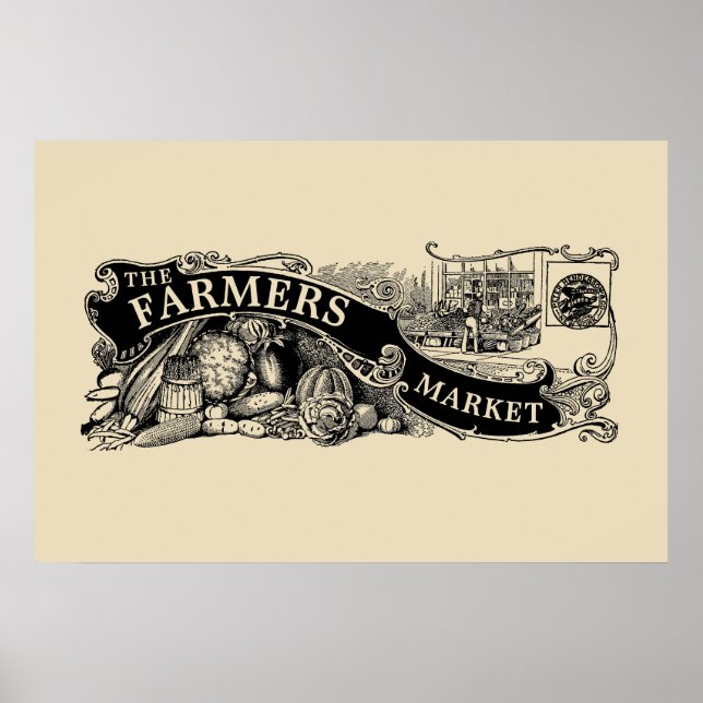 Poster Modelo de Mercado de Agricultores da Era Vitoriana (Frente)