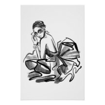 Modelo de Moda de Couro Desenhado