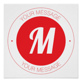 Pôster Modelo de Monograma e Texto Circular Personalizáve
