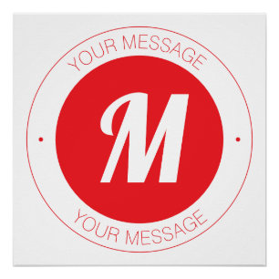 Pôster Modelo de Monograma e Texto Circular Personalizáve