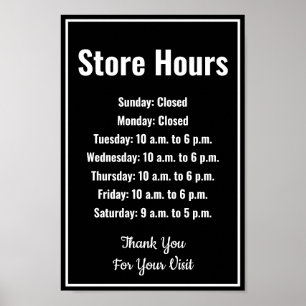 Poster Modelo de Negócios Horário de Funcionamento da Loj