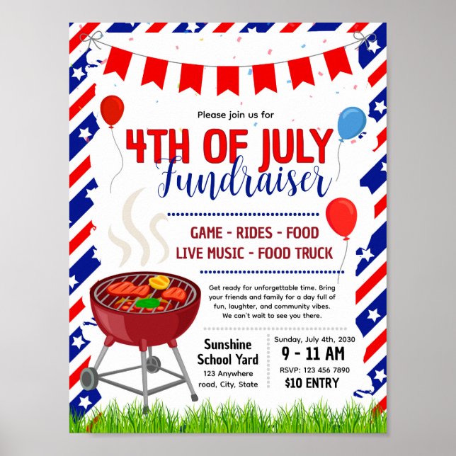 Poster Modelo de panfleto de 4 de julho (Frente)