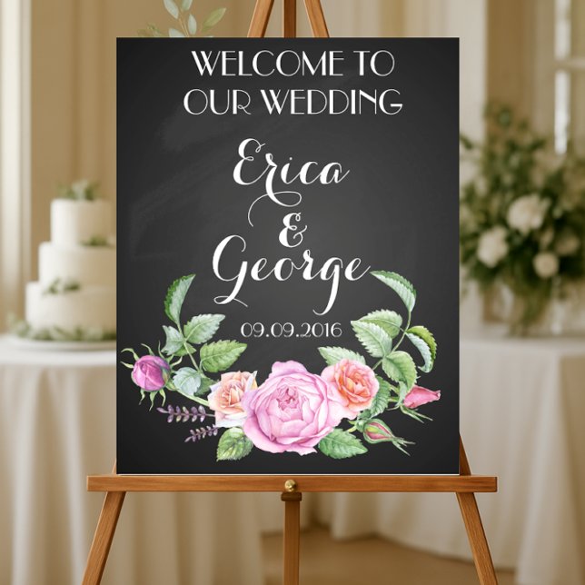 Poster Modelo de placa de boas-vindas de casamento com im (Criador carregado)