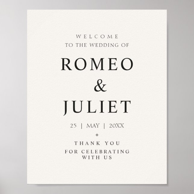 Poster Modelo de Placa de Boas-Vindas de Casamento Minima (Frente)