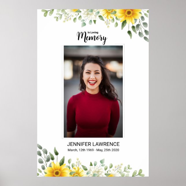 Poster Modelo de Placa de Boas-Vindas de Funeral Floral (Frente)