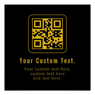 Pôster Modelo de QR Code e Texto Editável   Preto e Doura