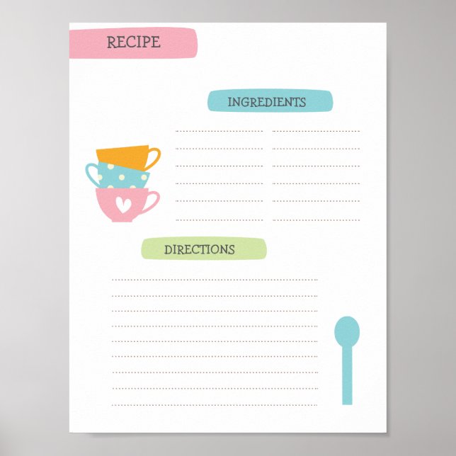 Poster Modelo de Receita A4 (Download Imediato) (Frente)