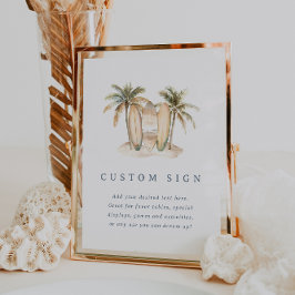 Poster Modelo de Sinal de Chá de fraldas Costeiro Editáve