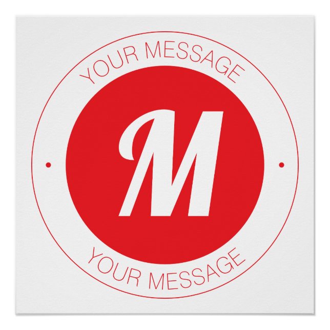 Pôster Modelo de texto circular e monograma personalizáve (Frente)