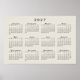 Poster Modelo de Textura de Tela Falsa de Calendário de 2
