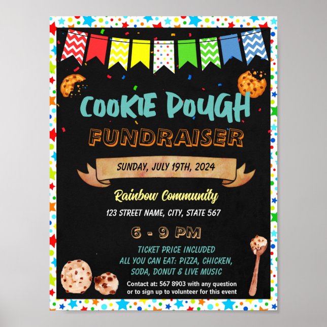 Poster Modelo do evento Cookie Dough Fundraiser (Frente)