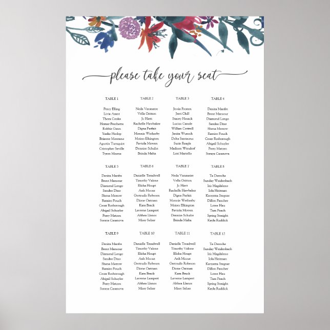 Poster Modelo do gráfico do plano de assento (Frente)