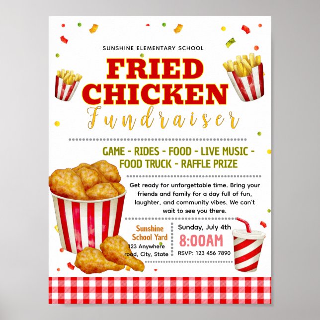Poster Modelo editável de panfleto de frango frito para a (Frente)