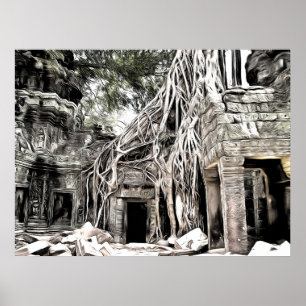 POSTER MODELO EM ANGKOR TEMPLE EM ANGKOR
