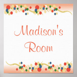 Poster Modelo Floral Asiático Rosa Personalizado