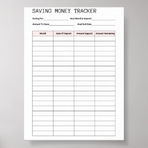 Poster Modelo Gratuito de Rastreador de Economia de Dinhe
