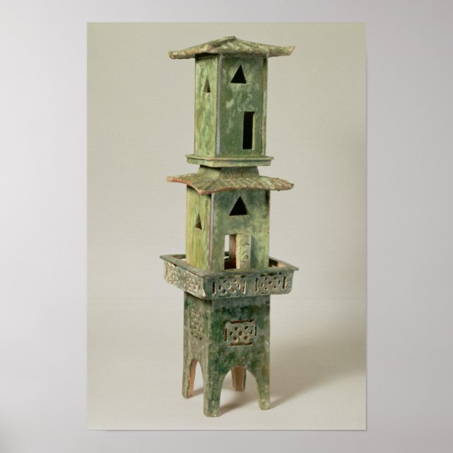 Pôster Modelo verde de uma torre (Frente)