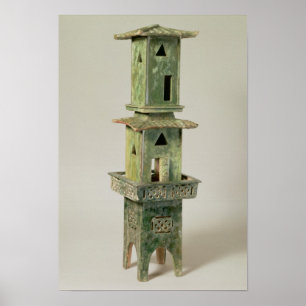 Pôster Modelo vitrificado verde de uma torre