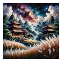 Modelos Asiáticos Cênicos Contra Céu Estrelado