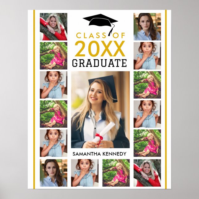 Poster Modern 17 Photo Collage Class Of 2026 Graduation (Frente)