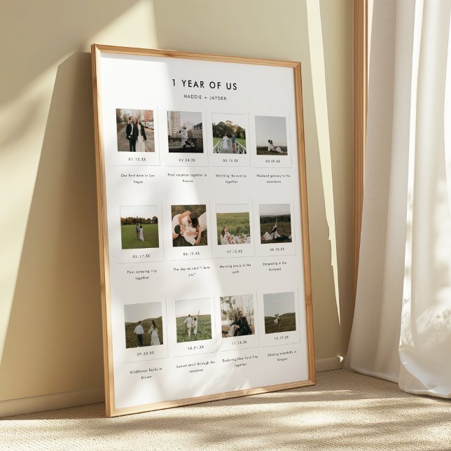 Poster Modern 1st Anniversary 12 Photo Custom Couple (Criador carregado)