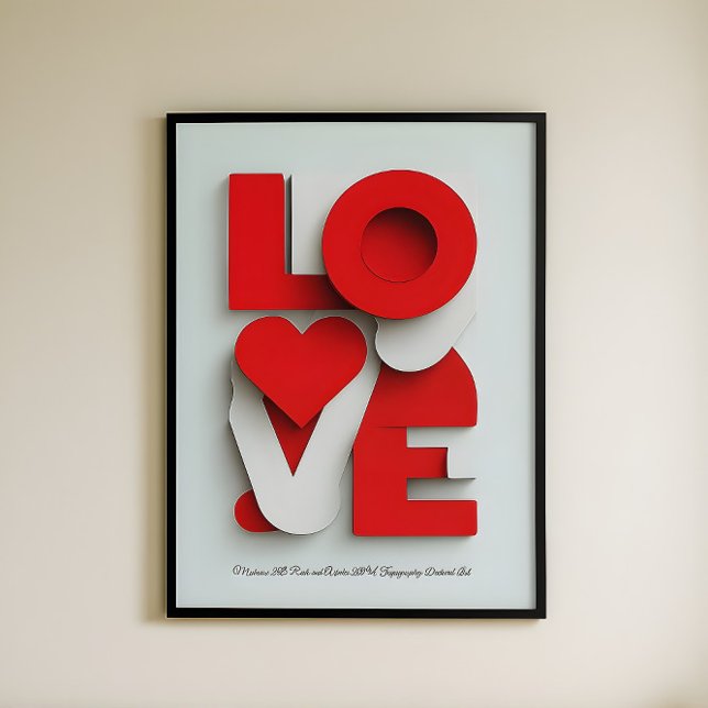 Poster Modern 3D Red and White LOVE Typography Abstract  (Criador carregado)