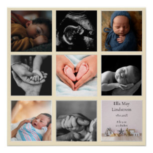 Pôster Modern 8 - Foto Collage Black Frames Cream