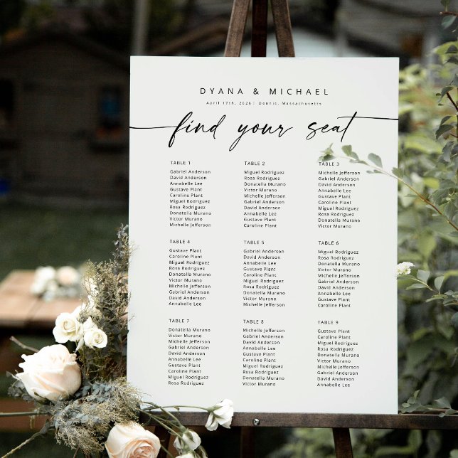 Poster Modern 9 Mesa Encontre seu gráfico de assentos (Criador carregado)