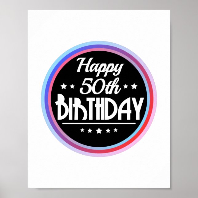 Poster Modern Abstrato Happy 50º aniversário (Frente)