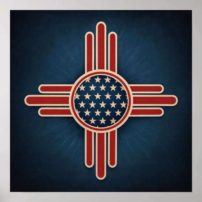 Poster Modern American Zia Emblem – Bold Patriotic Southw (Frente)