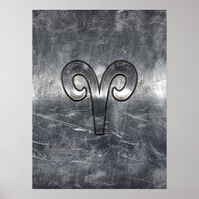 Pôster Modern Aries Zodiac Sinal Grunge Estilo Desconfort (Frente)