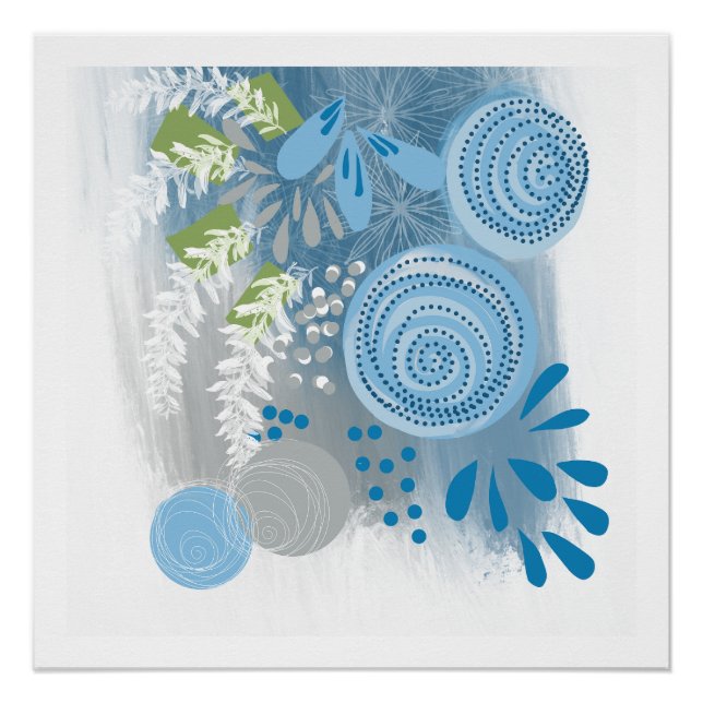 Pôster Modern Art Abstract Floral Poster Print (Frente)