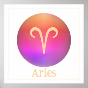 Poster Modern Aura Aries Zodiac