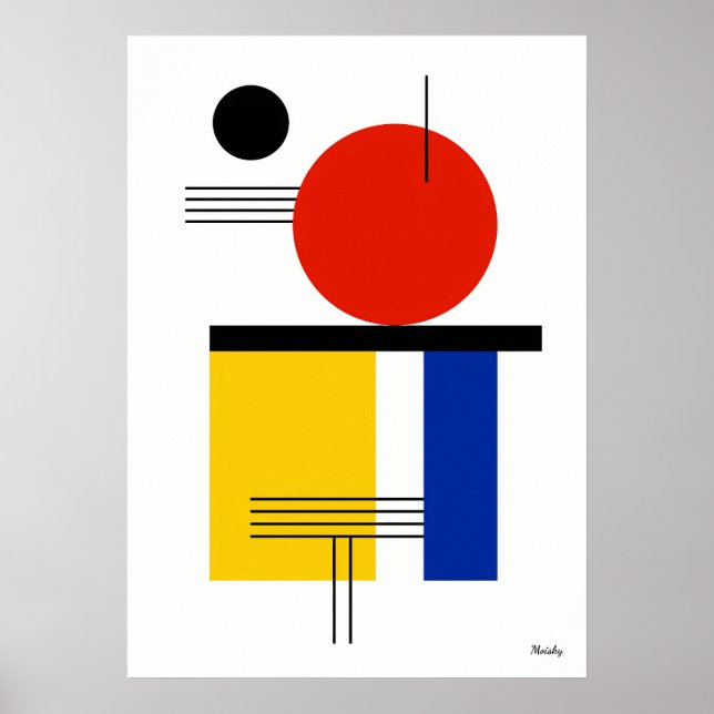 Poster Modern Bauhaus Geometric Abstract Minimalist (Frente)