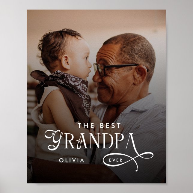 Poster Modern Best GrandPa Ever Photo Personalized (Frente)