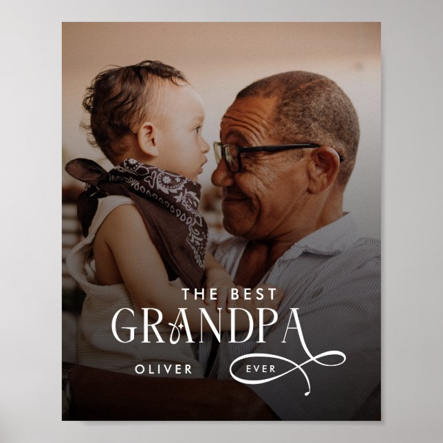Poster Modern Best GrandPa Ever Photo Personalized (Frente)