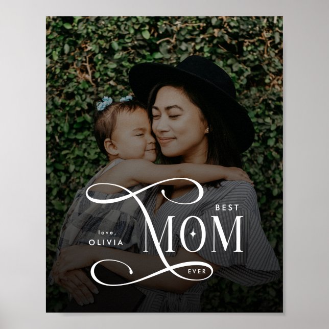 Poster Modern Best Mom Ever Photo Mothers Day Gifts (Frente)