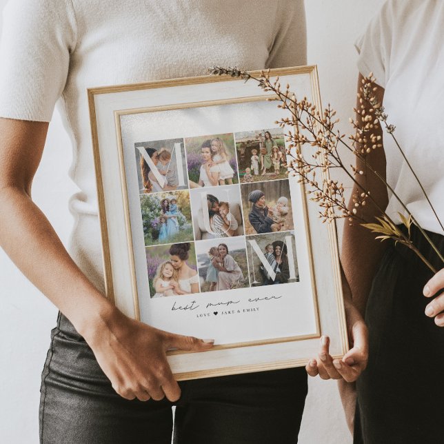 Poster Modern Best Mum Ever Script | 9 Photo Grid Collage (Criador carregado)