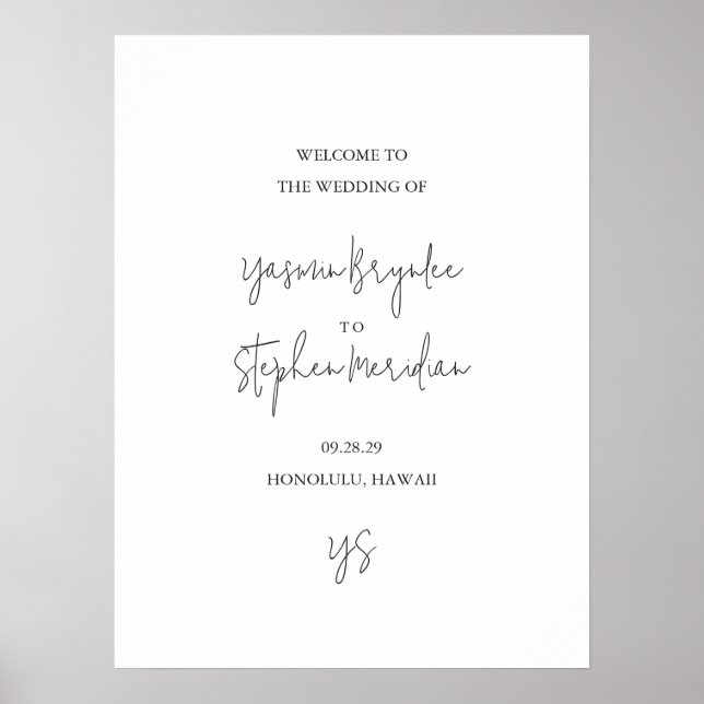Poster Modern Black and White Chic Wedding (Frente)
