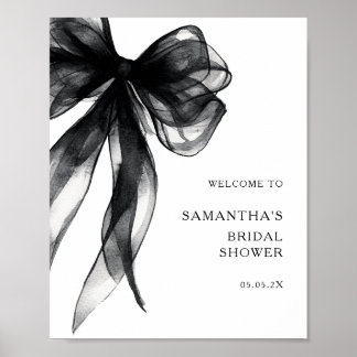 Poster Modern Black Bow Bridal Shower Welcome Sign