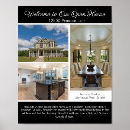 Poster Modern Black Open House Welcome Real Estate Photo