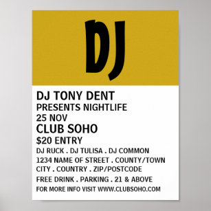 Poster Modern Bold, DJ, Club Event Advertising